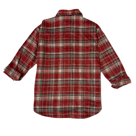 Simplee Women's Cropped Flannel Plaid Shacked Wool Blend Jacket Coat size large - Picture 8 of 8